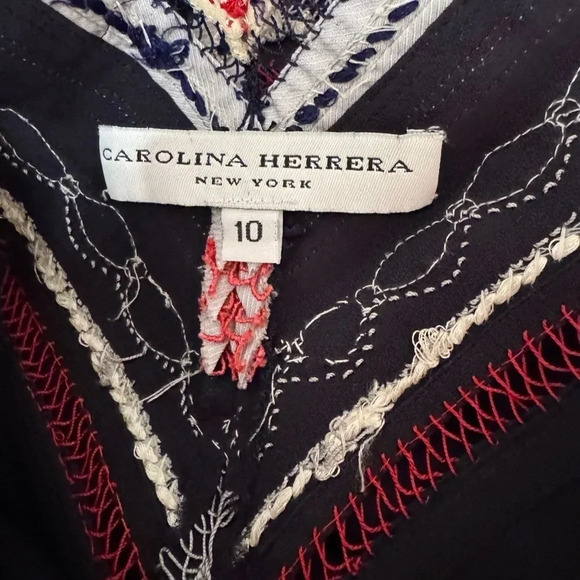 Carolina Herrera Navy Sleeveless Silk Midi Dress Women Size L, 10 - Picture 4 of 8